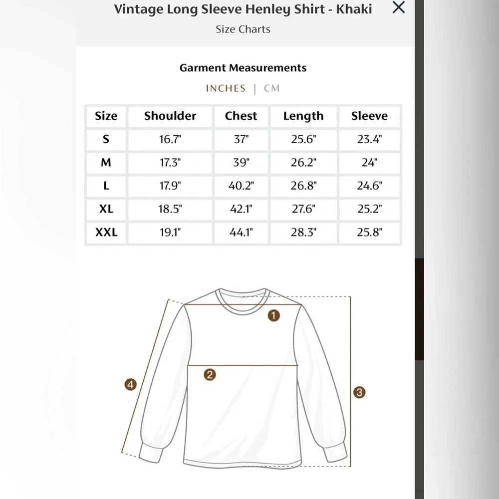 100% Cotton 14 oz VINTAGE Henley Shirt Apricot Bronson Long Sleeve OLD MONEY NWT - Picture 8 of 9